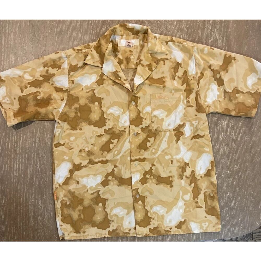 Vintage South Pole Button Down Shirt Large Brown Camouflage Print Y2K Streetwear